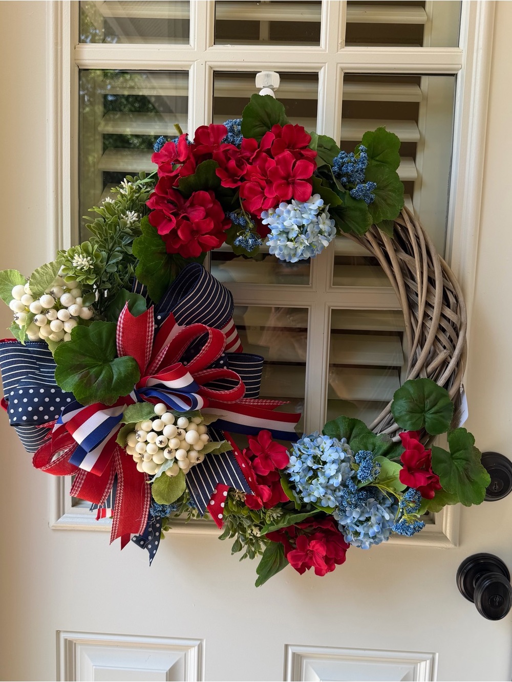 Patriotic Red & Blue Floral Door Wreath - Home Holiday
